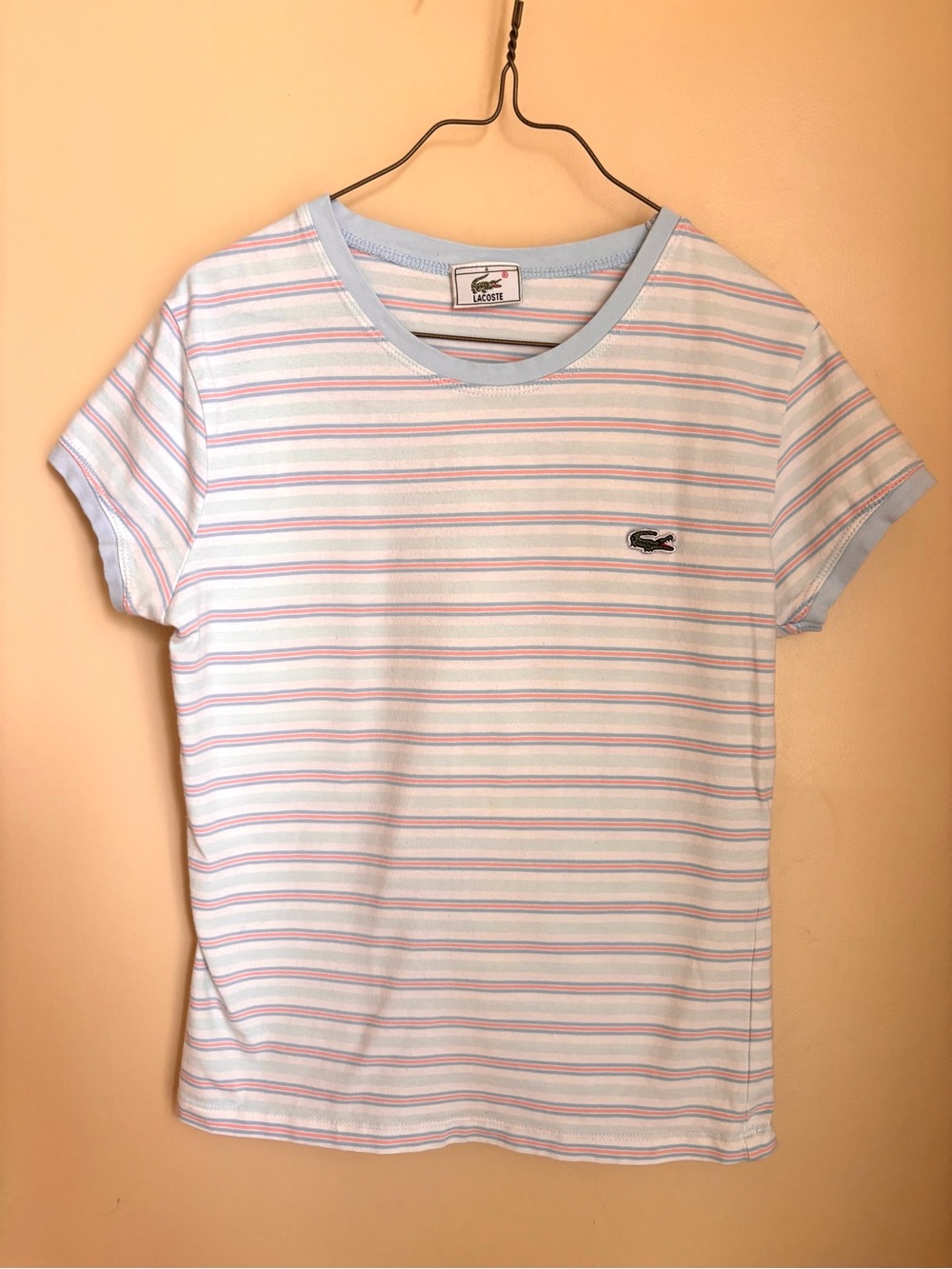 Lacoste Kids' Pastel Striped Tee Girls Size 4 short sleeve